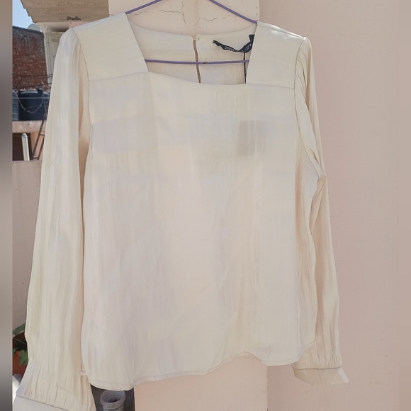 Zara Satin organza square neck top - Picture 9 of 12